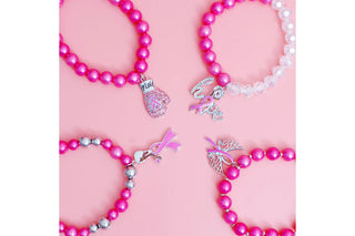 Pink Pearl Cancer Charm Bracelet