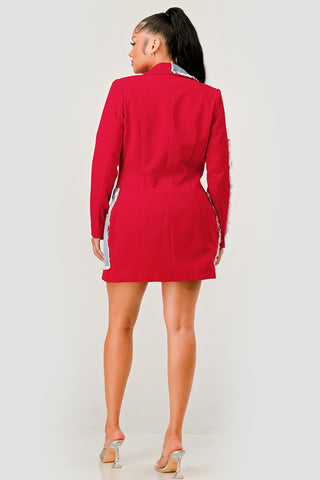 Red Denim Patch Blazer