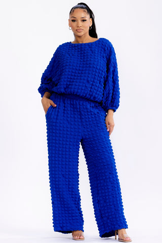 Royal Blue Popcorn Pant Set