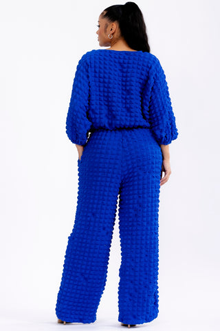 Royal Blue Popcorn Pant Set