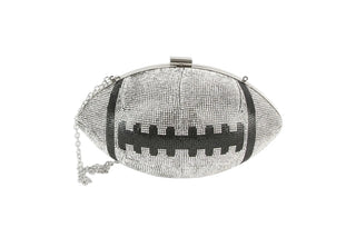 Silver Football Hard Case Clutch