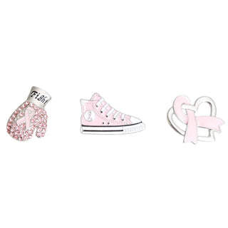 Three Piece Pink Ribbon Sneaker Glove Brooch Set