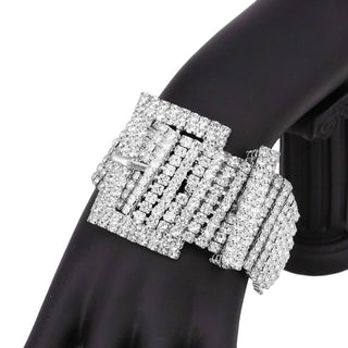 Silver Rhinestone Belt Buckle Bracelet