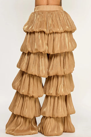 Tan Sheer Tiered Pants