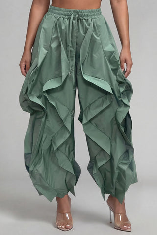 Teal Ruffle Jogger Pants