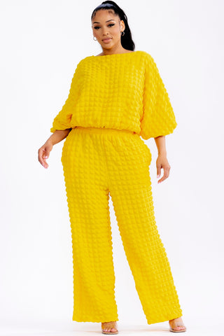 Yellow Popcorn Pant Set