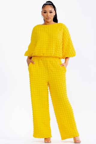 Yellow Popcorn Pant Set