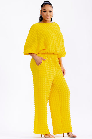 Yellow Popcorn Pant Set