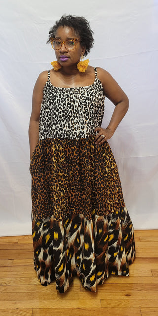 Cheetah Leopard Print Dress with pockets