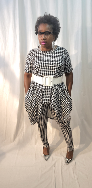 Two Piece Houndstooth Top and Bottom Set