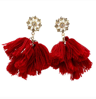 Luxury Red Wine Puff Earrings