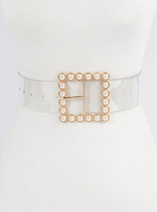 Gold Pearl Transparent Wide Belt Regular Size