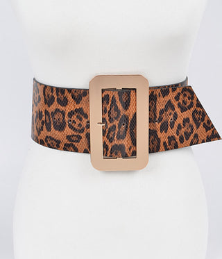 Classic Gold Buckle Wide Leopard Belt