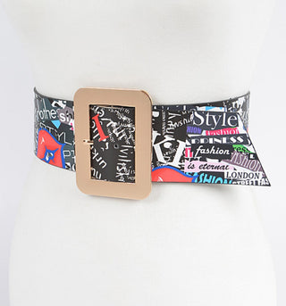 Black Graffiti Wide Regular Size Belt