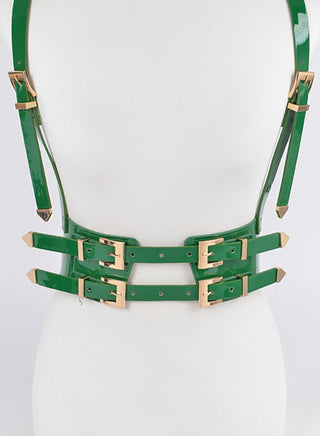 Green Faux Leather Harness