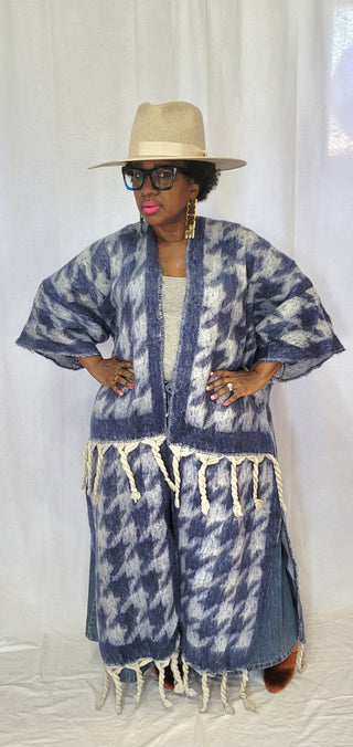 Blue Houndstooth Kimono