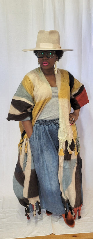 Earthy Kimono & Scarf Set