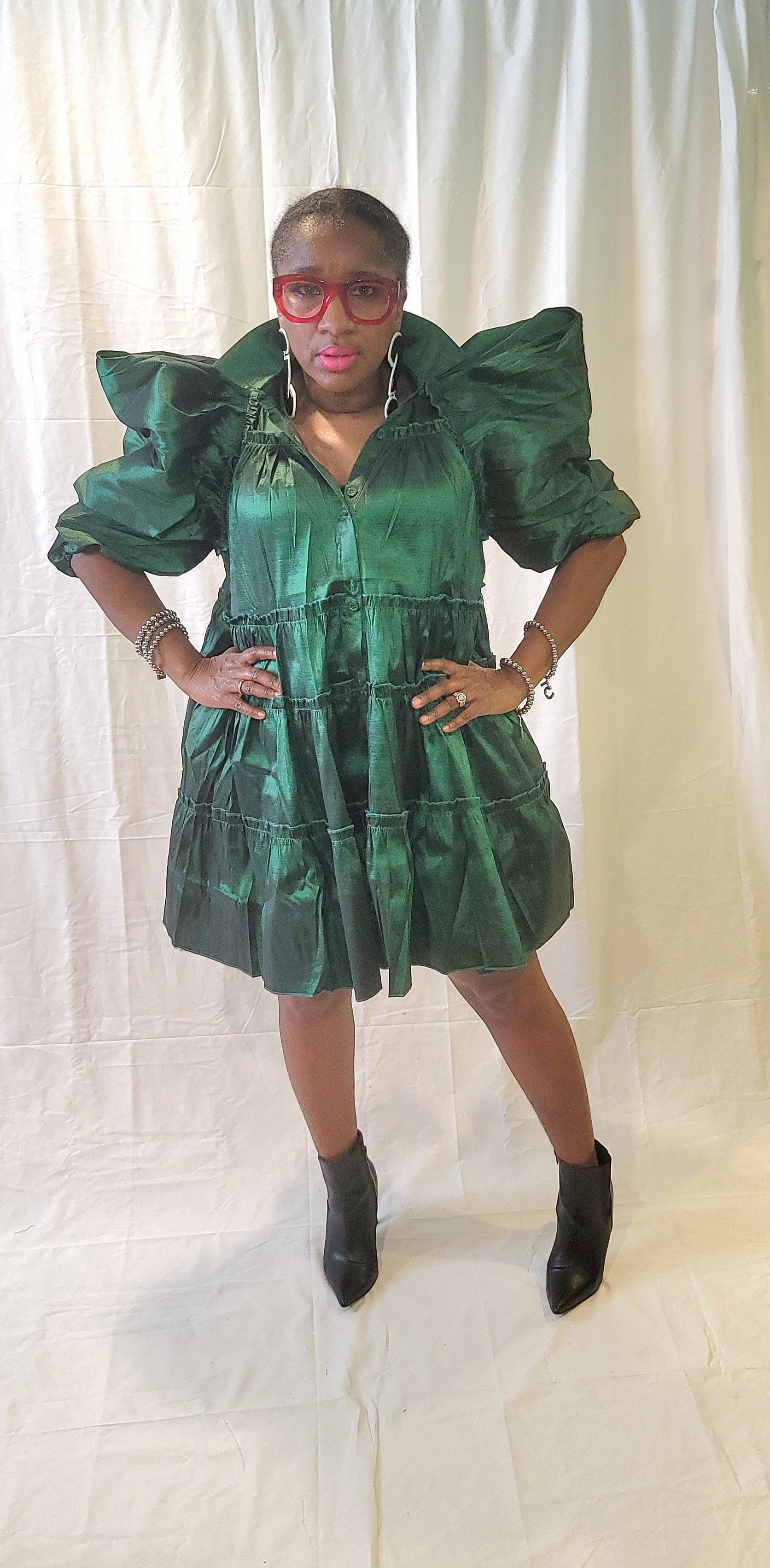 Emerald Green Ruched Puff Baby Doll Dress PricedJustRightFashion Emerald Green Ruched Puff Baby Doll Dress PricedJustRightFashion