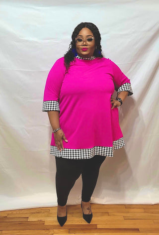 Magenta Houndstooth Dress