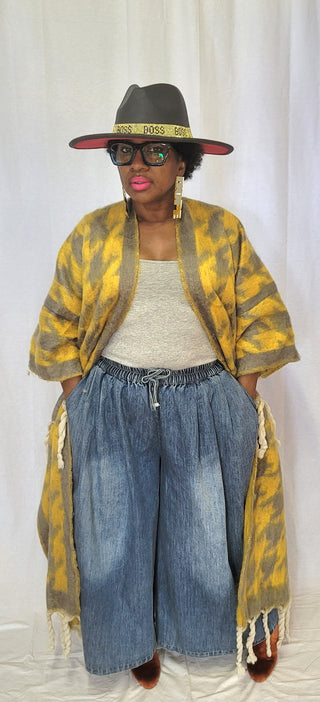 Yellow/Gold Houndstooth Kimono